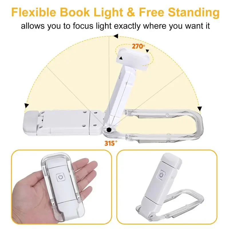 USB Clip Book Light — angle 3, free shipping at JEHORIZON