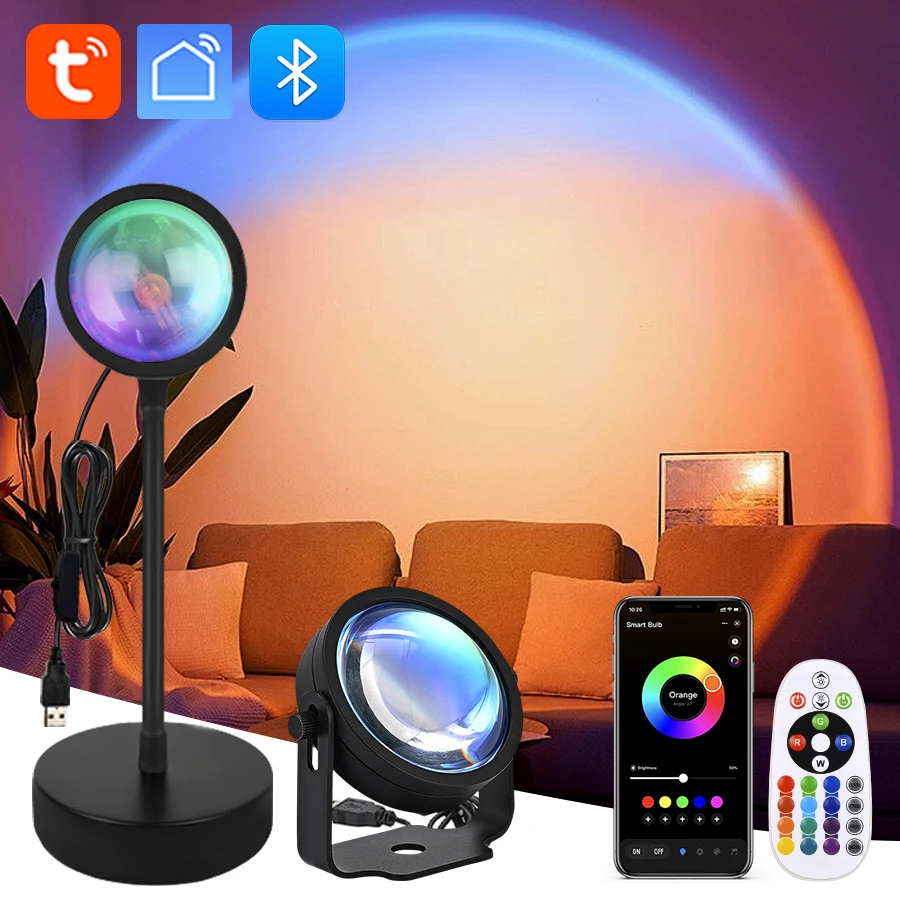 Tuya Smart Led Sunset Projector Lamp Smart Life App IR Remote Control RGB