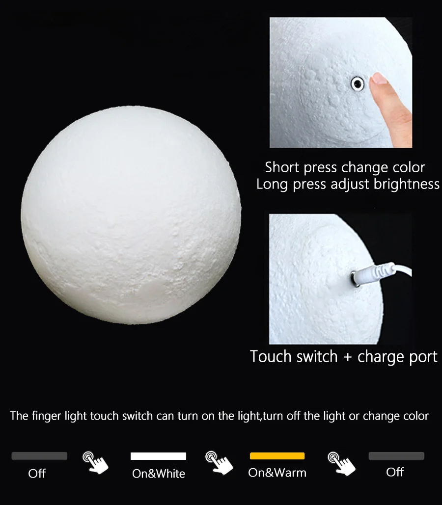 Moon Lamp 3D Rechargeable Electronics Tech - view 4