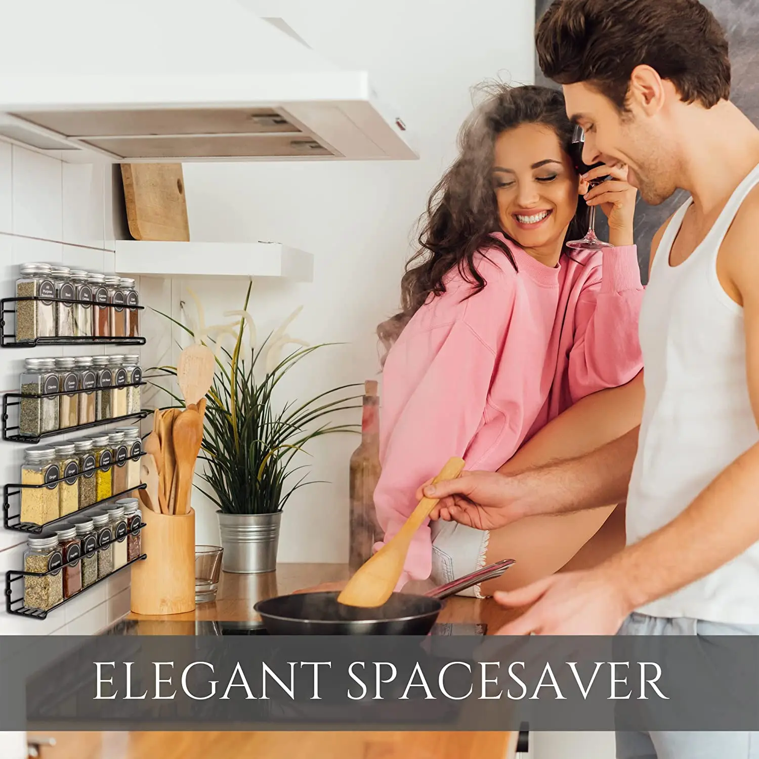 Wall Mount Spice Rack Organizer — angle 3, free shipping at JEHORIZON