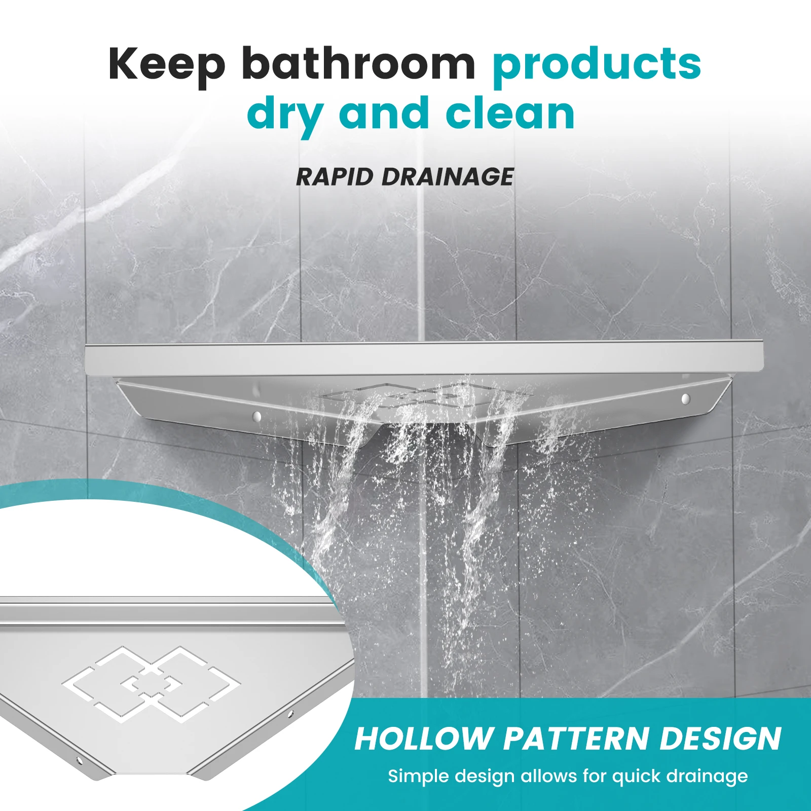 Stainless Steel Bathroom Shelf Home Decor - view 6