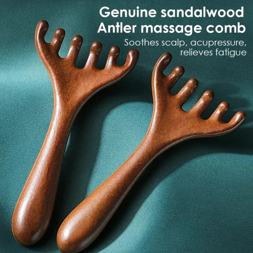 Wooden Six-Claw Head Massager