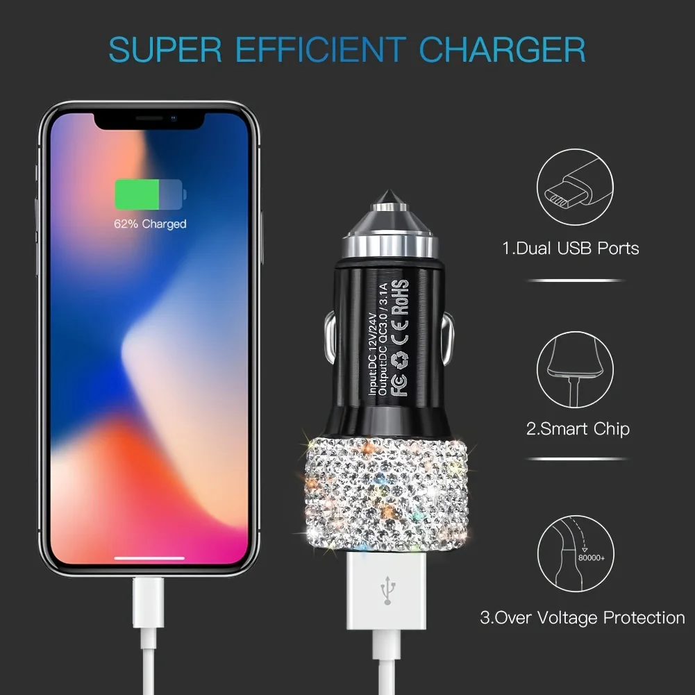 Car Bling Diamond USB Charger Automotive - view 5