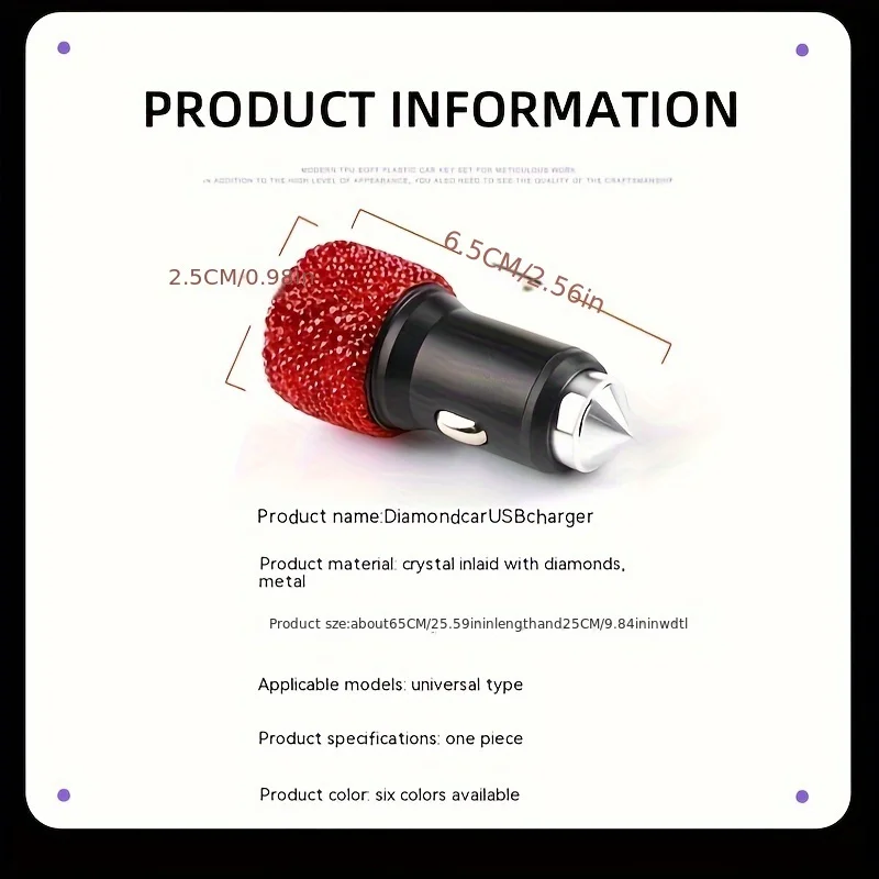 Car Bling Diamond USB Charger Automotive - view 6