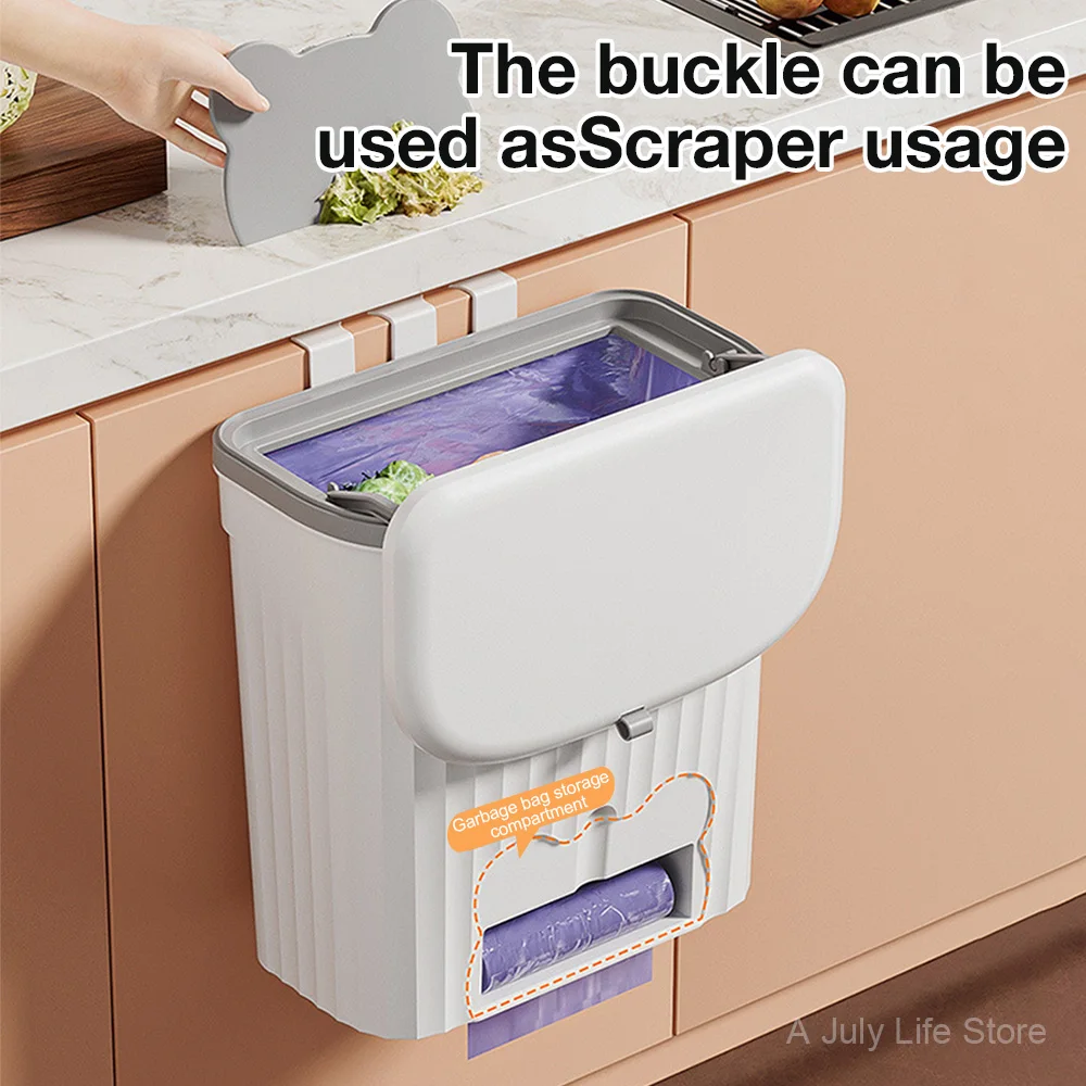 Wall Mounted Trash Can with Lid — angle 5, free shipping at JEHORIZON