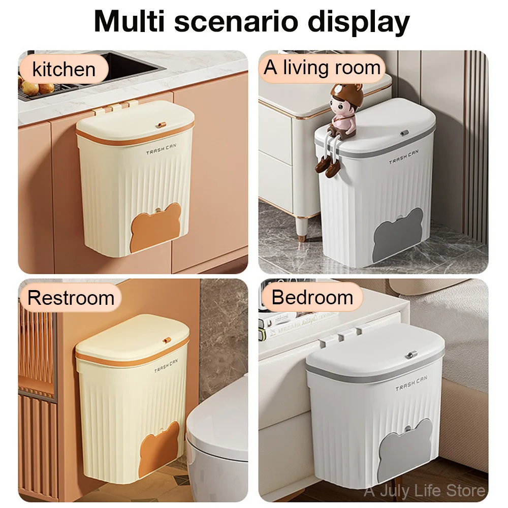 Wall Mounted Trash Can with Lid — angle 6, free shipping at JEHORIZON