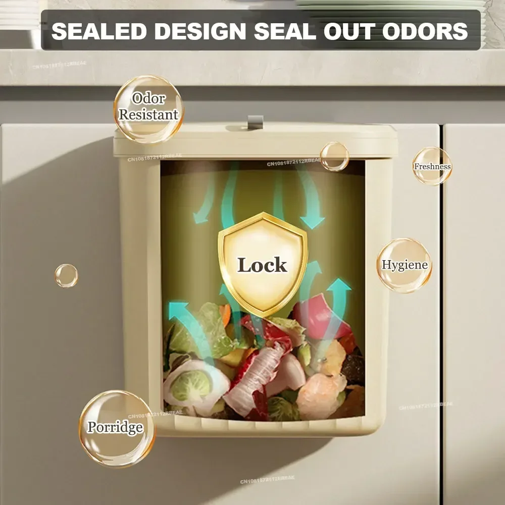 12L Hanging Kitchen Trash Can — angle 3, free shipping at JEHORIZON