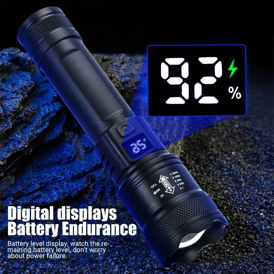 2000LM Tactical Flashlight — angle 2, free shipping at JEHORIZON