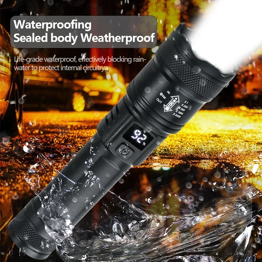 2000LM Tactical Flashlight — angle 3, free shipping at JEHORIZON