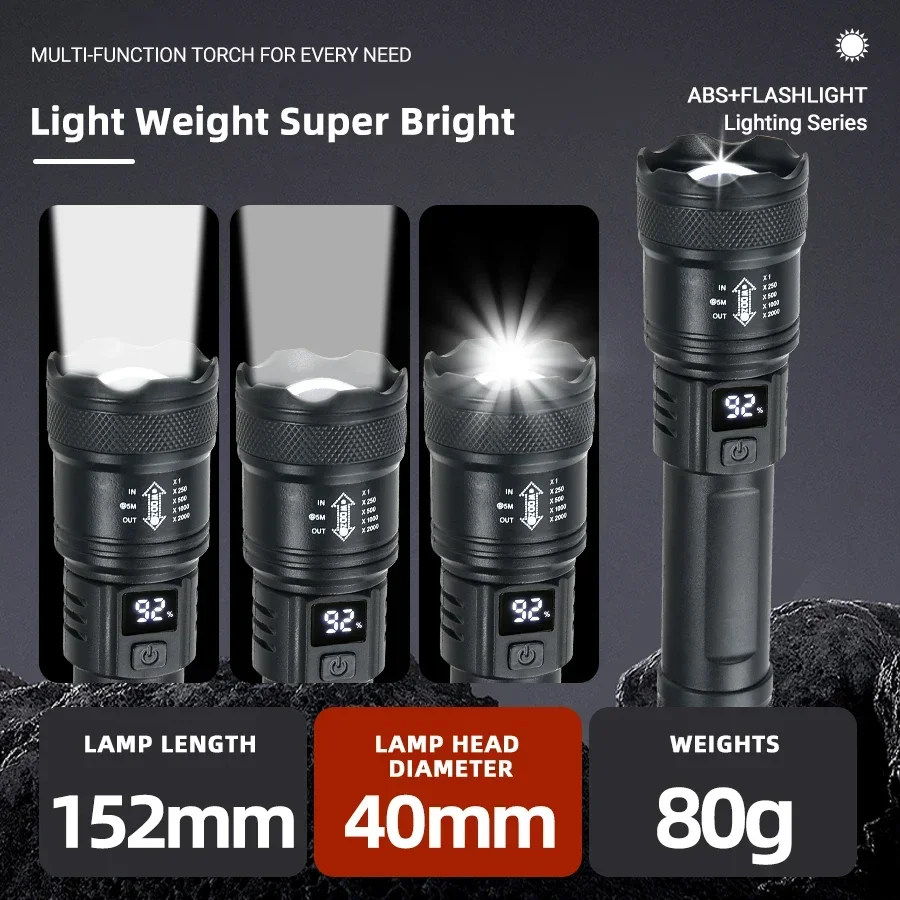 2000LM Tactical Flashlight — angle 4, free shipping at JEHORIZON