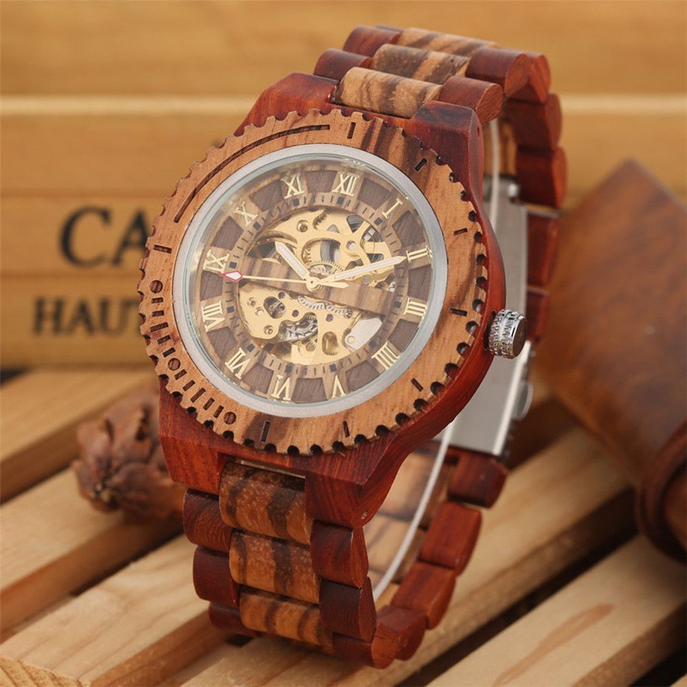Bamboo Mechanical Daily Watch — angle 2, free shipping at JEHORIZON