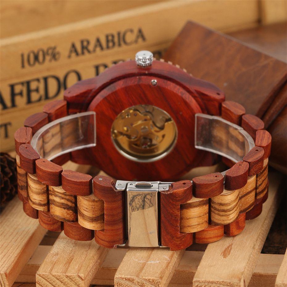 Bamboo Mechanical Daily Watch — angle 5, free shipping at JEHORIZON