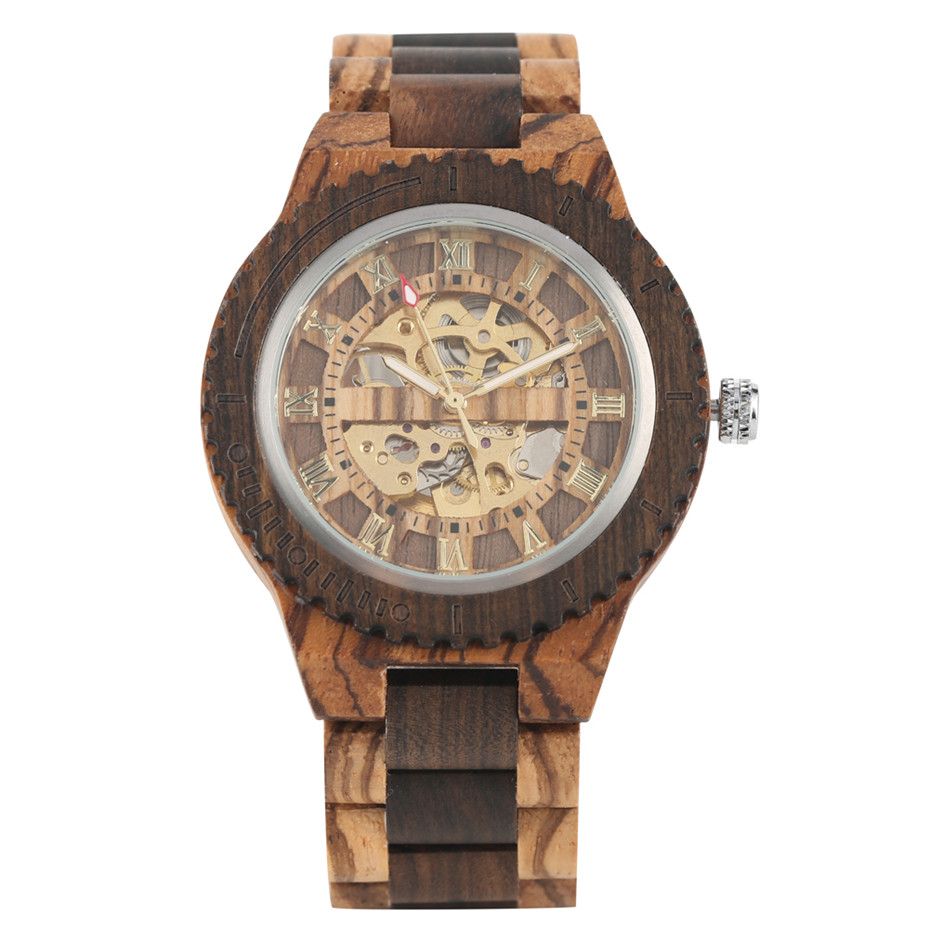 Bamboo Mechanical Daily Watch — angle 6, free shipping at JEHORIZON