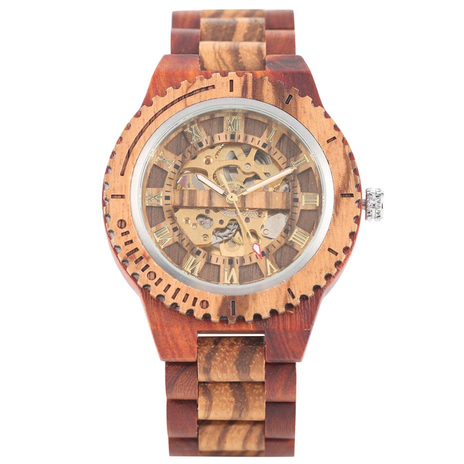 Bamboo Mechanical Daily Watch — angle 7, free shipping at JEHORIZON