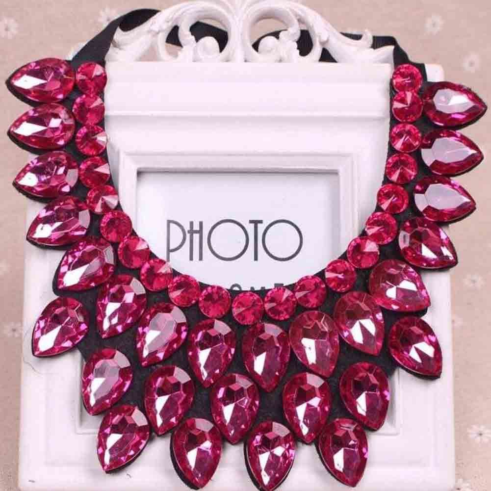 Rose Red Acrylic Choker Necklace — angle 2, free shipping at JEHORIZON