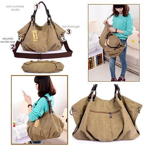 Canvas Handbag Daily Adventures — angle 3, free shipping at JEHORIZON
