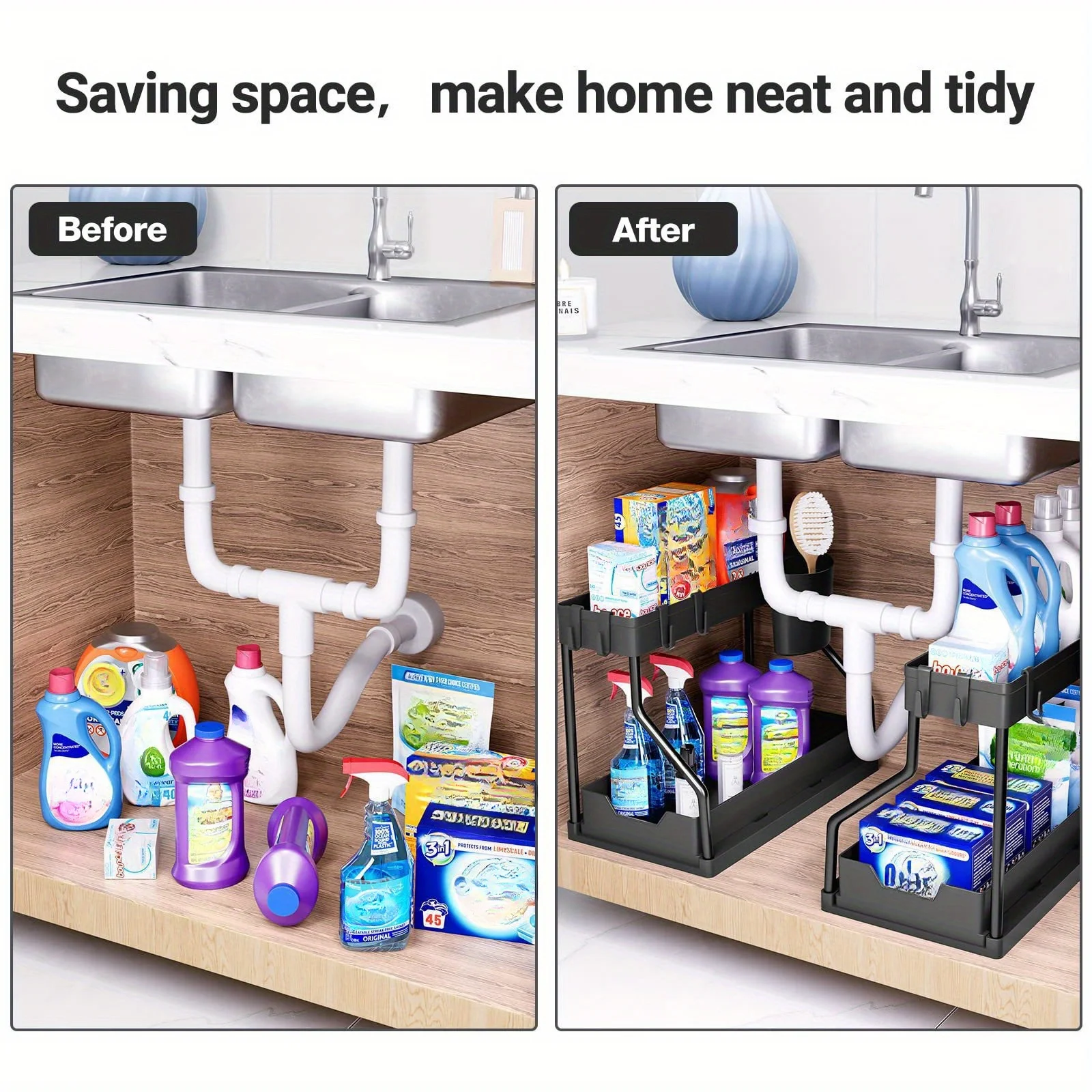 Pull-Out Layered Storage Rack Storage Organization - view 3