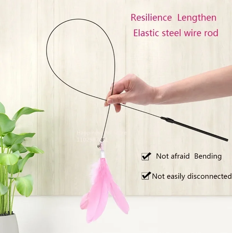 Cat Teaser Stick with Bell & Feather — angle 3, free shipping at JEHORIZON
