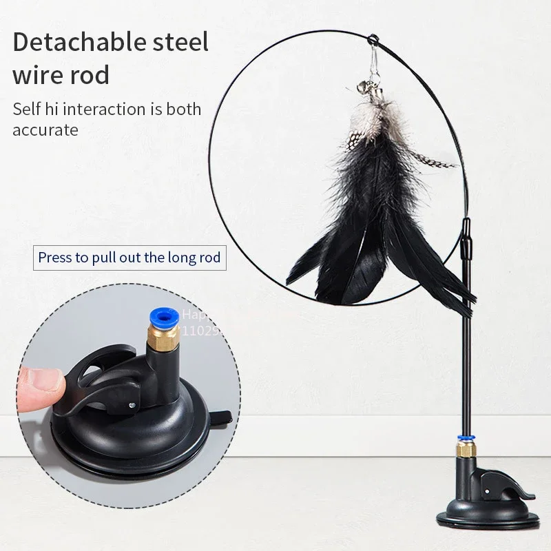 Cat Teaser Stick with Bell & Feather — angle 4, free shipping at JEHORIZON