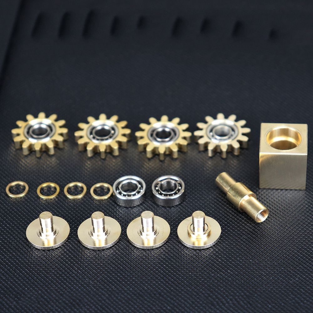 Brass Gear Cube Toy — angle 6, free shipping at JEHORIZON