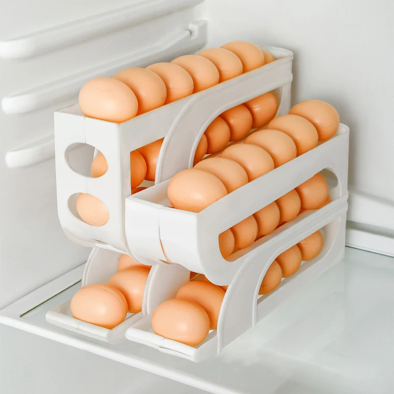 Roll-Out Egg Fridge Organizer — angle 6, free shipping at JEHORIZON
