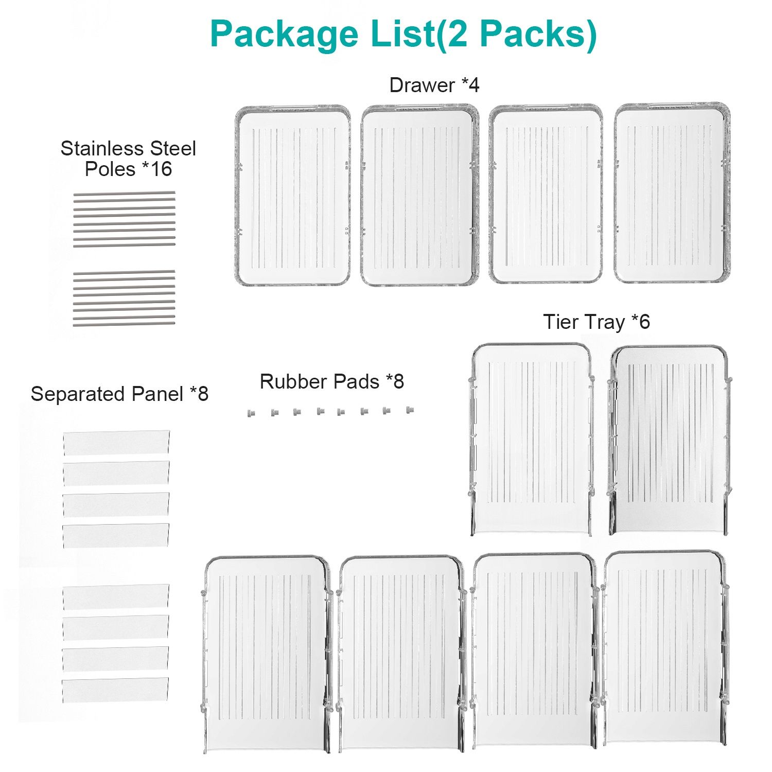 3-Tier Clear Bathroom Organizer 2-Pack — angle 2, free shipping at JEHORIZON