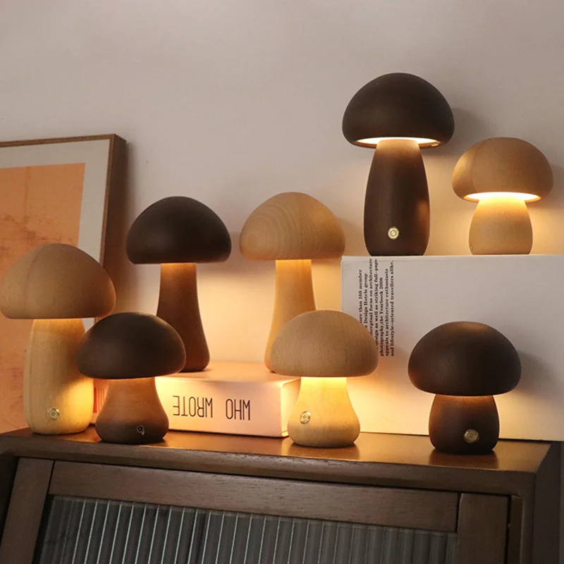 Wooden Mushroom Night Light Home Decor - view 2