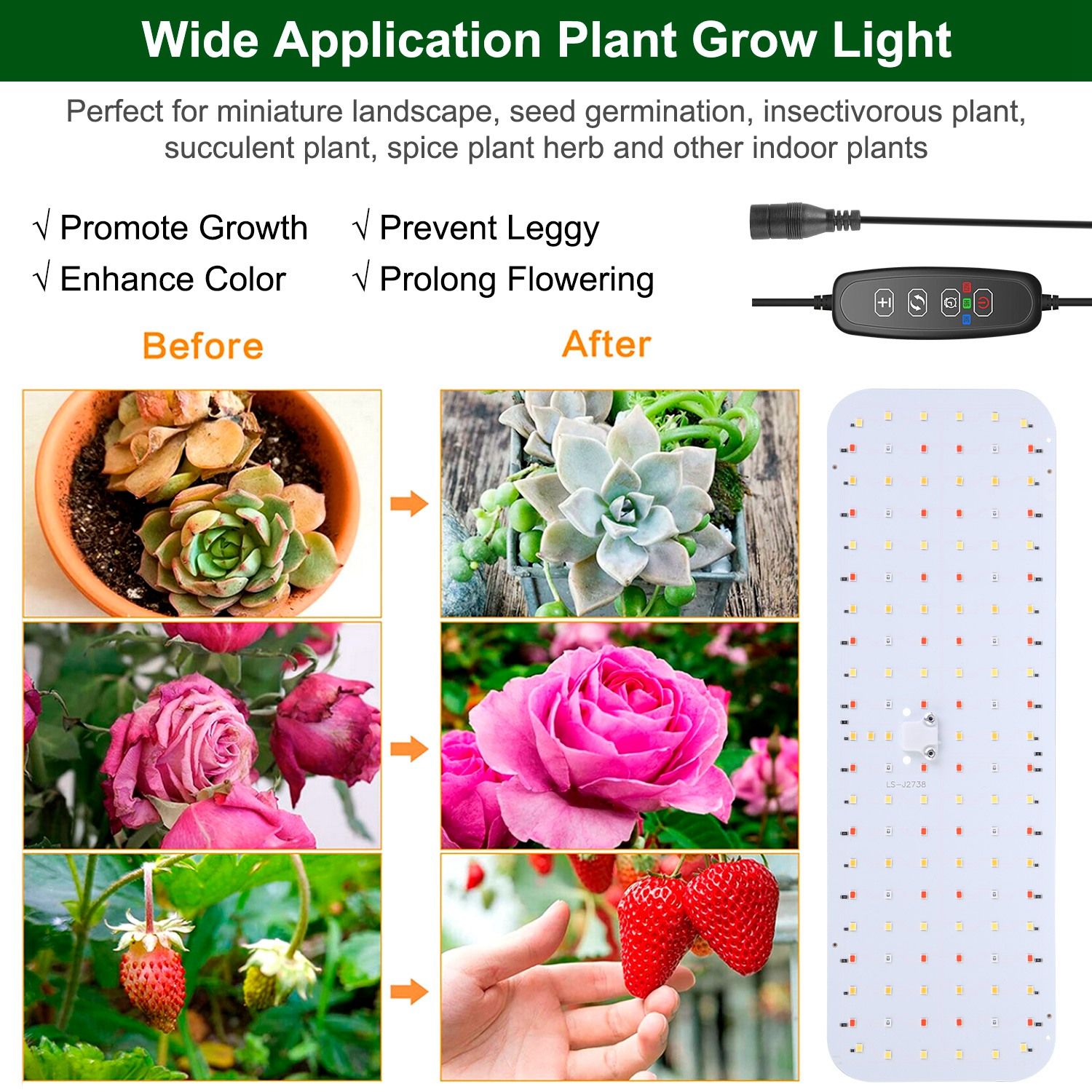 Ultra-Thin LED Grow Lights Plants Garden — angle 5, free shipping at JEHORIZON
