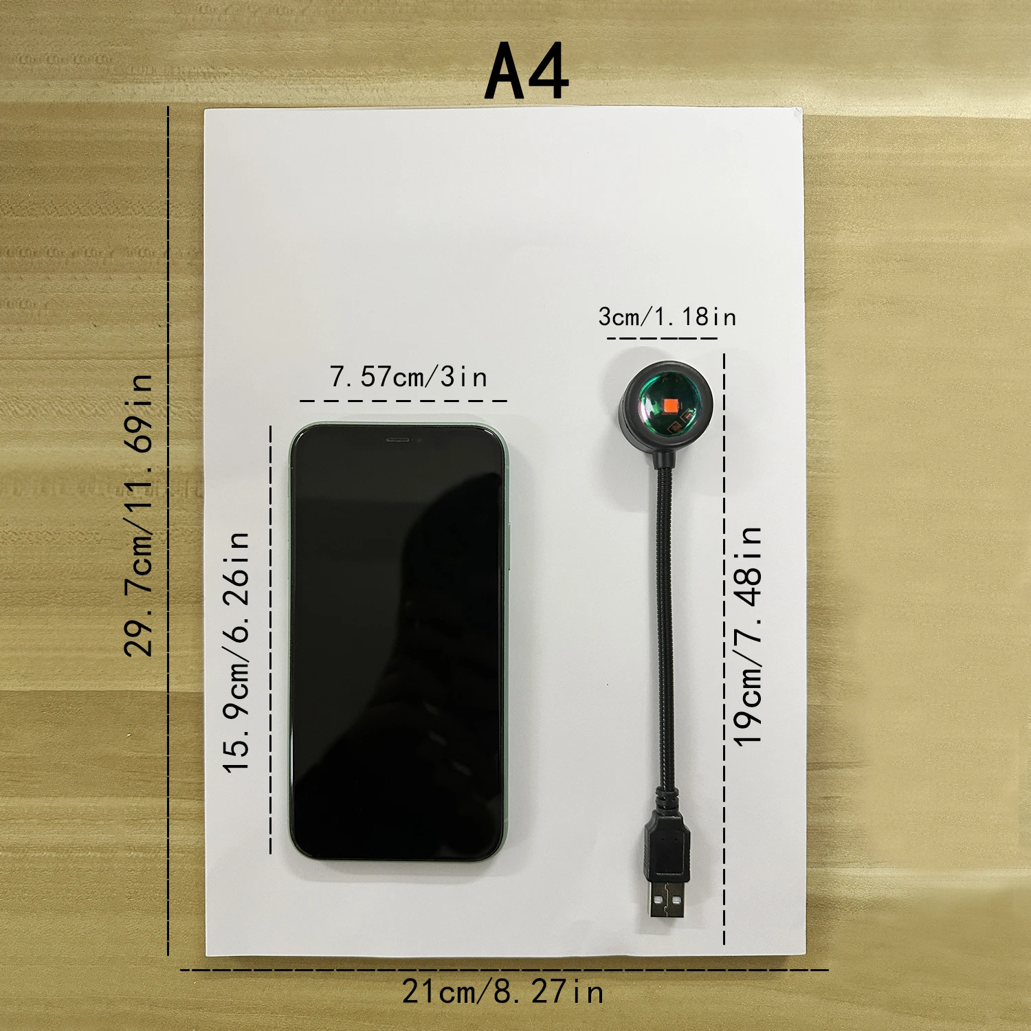 Sunset projection lamp — angle 2, free shipping at JEHORIZON