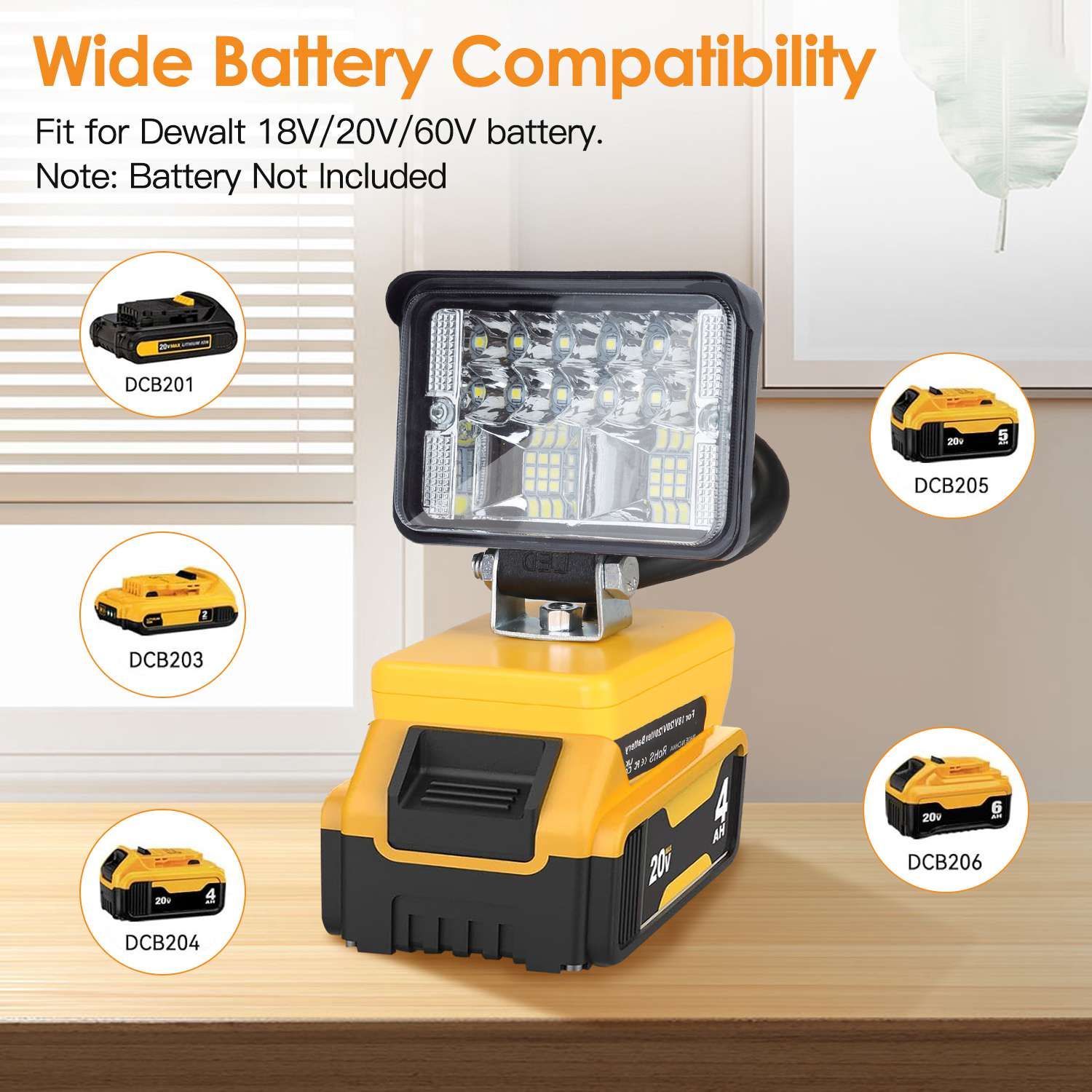 Dewalt Cordless LED Work Light Tools Hardware — angle 3, free shipping at JEHORIZON