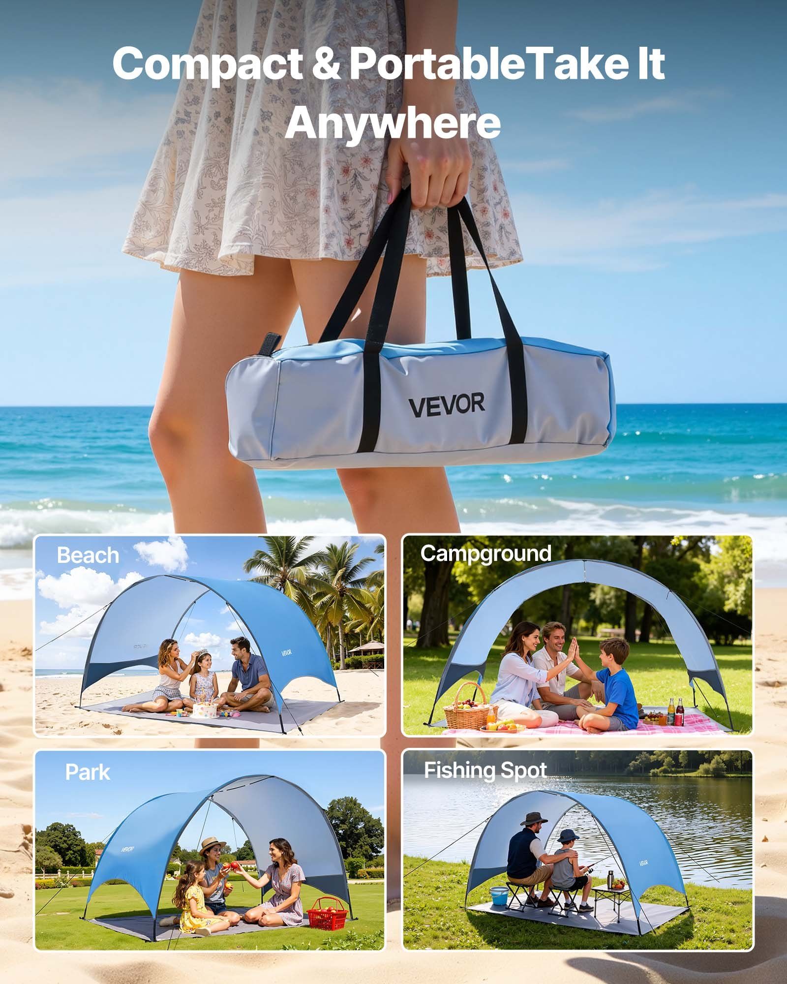 3-Person Beach Sun Shelter Tent Outdoor Camping — angle 6, free shipping at JEHORIZON