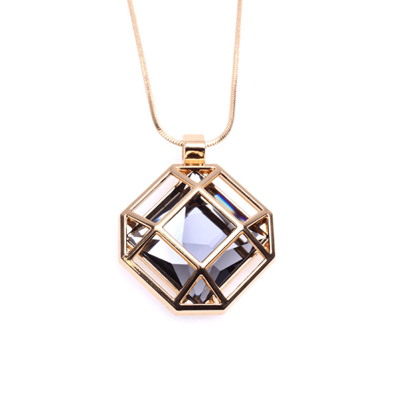 Simple Square Hollow Chain Necklace — angle 5, free shipping at JEHORIZON