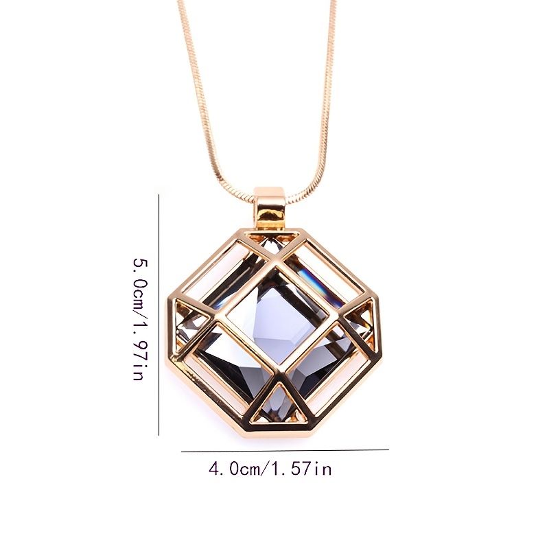 Simple Square Hollow Chain Necklace — angle 6, free shipping at JEHORIZON