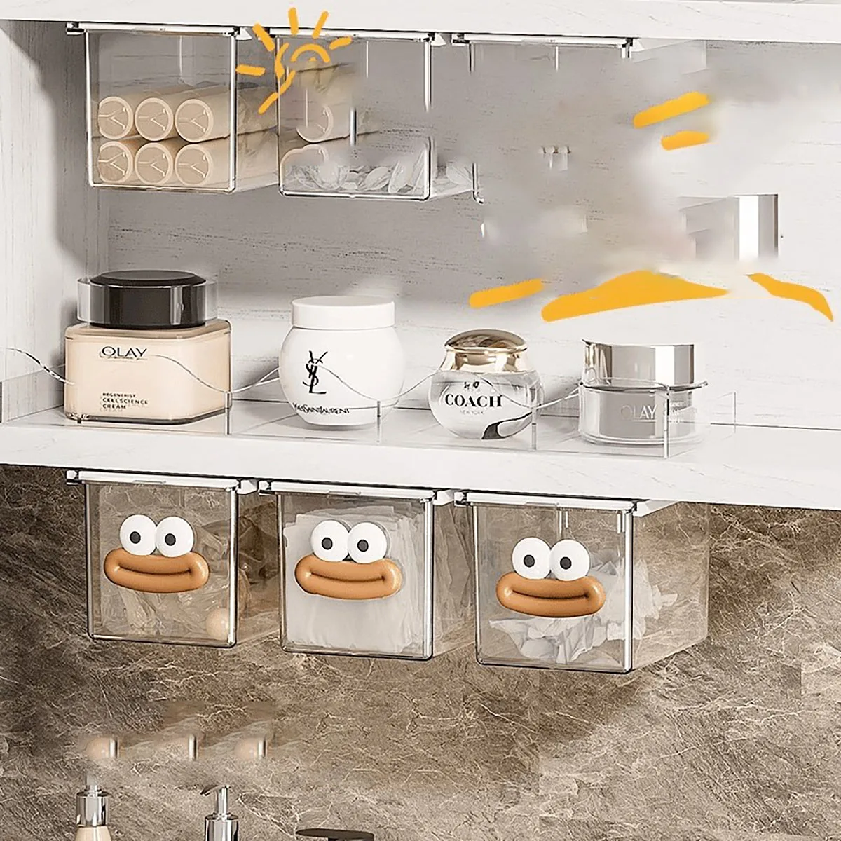 Transparent Pull-Out Bathroom Storage Storage Organization - view 3