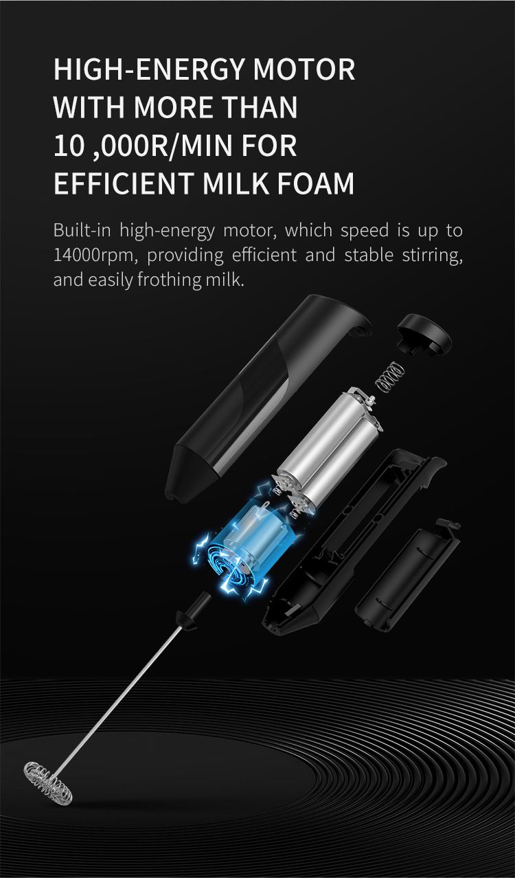 Portable Handheld Milk Frother — angle 7, free shipping at JEHORIZON