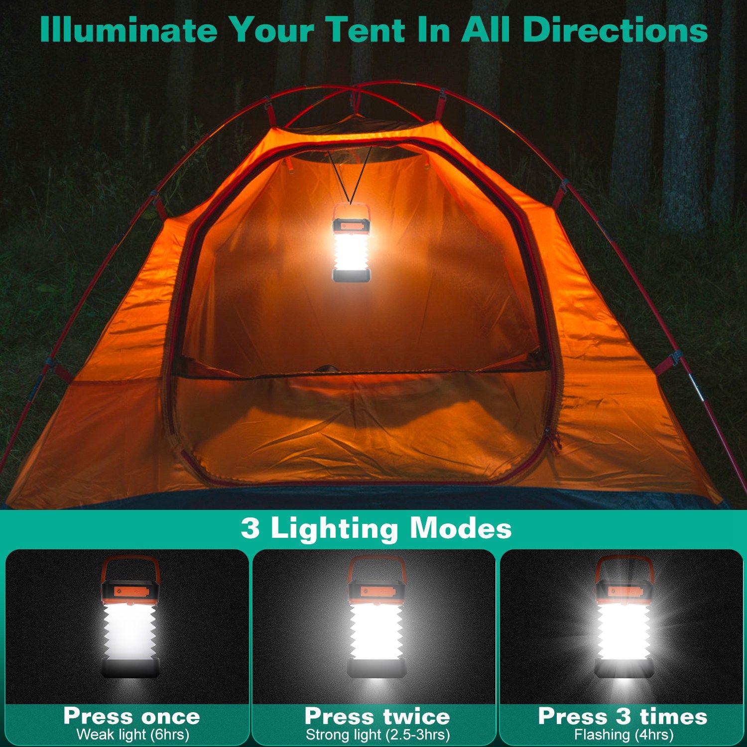 Solar Collapsible Camping Lantern Outdoor Camping — angle 3, free shipping at JEHORIZON