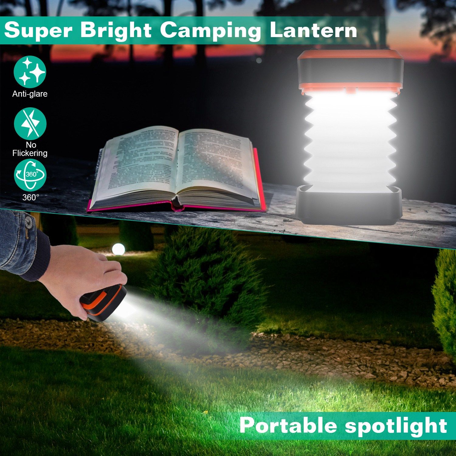 Solar Collapsible Camping Lantern Outdoor Camping — angle 4, free shipping at JEHORIZON