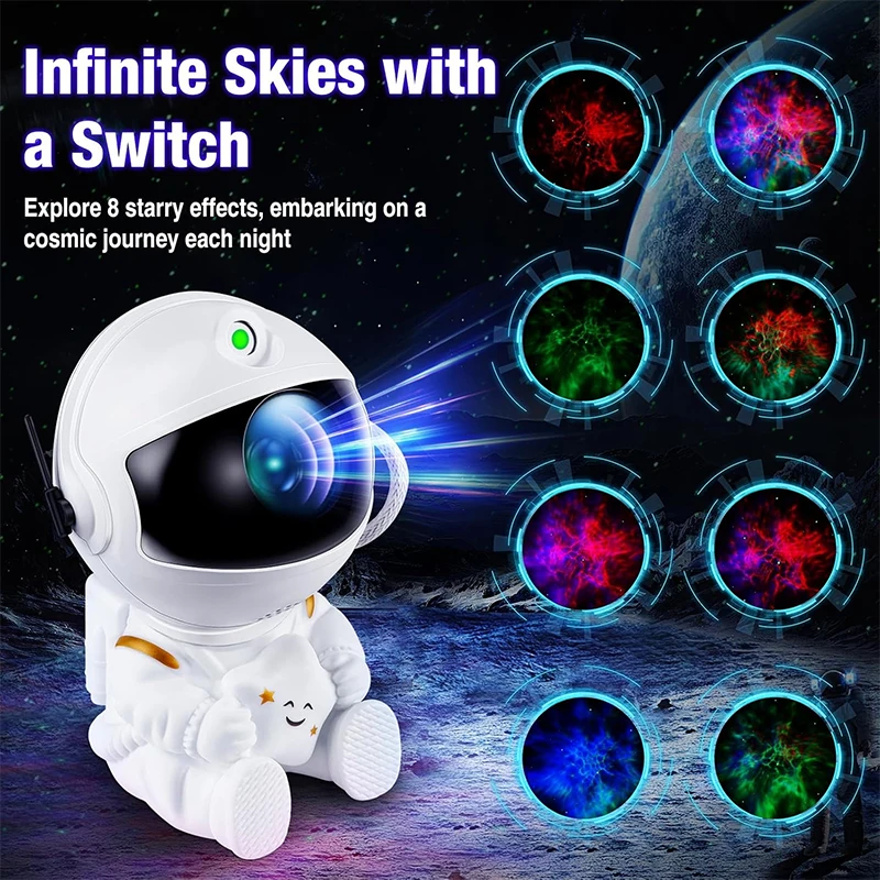 Astronaut Galaxy Projector — angle 3, free shipping at JEHORIZON