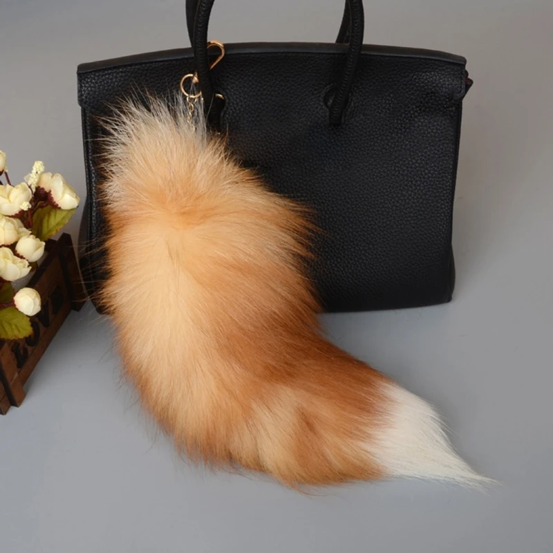 Plush Fox Tail Keychain — angle 6, free shipping at JEHORIZON