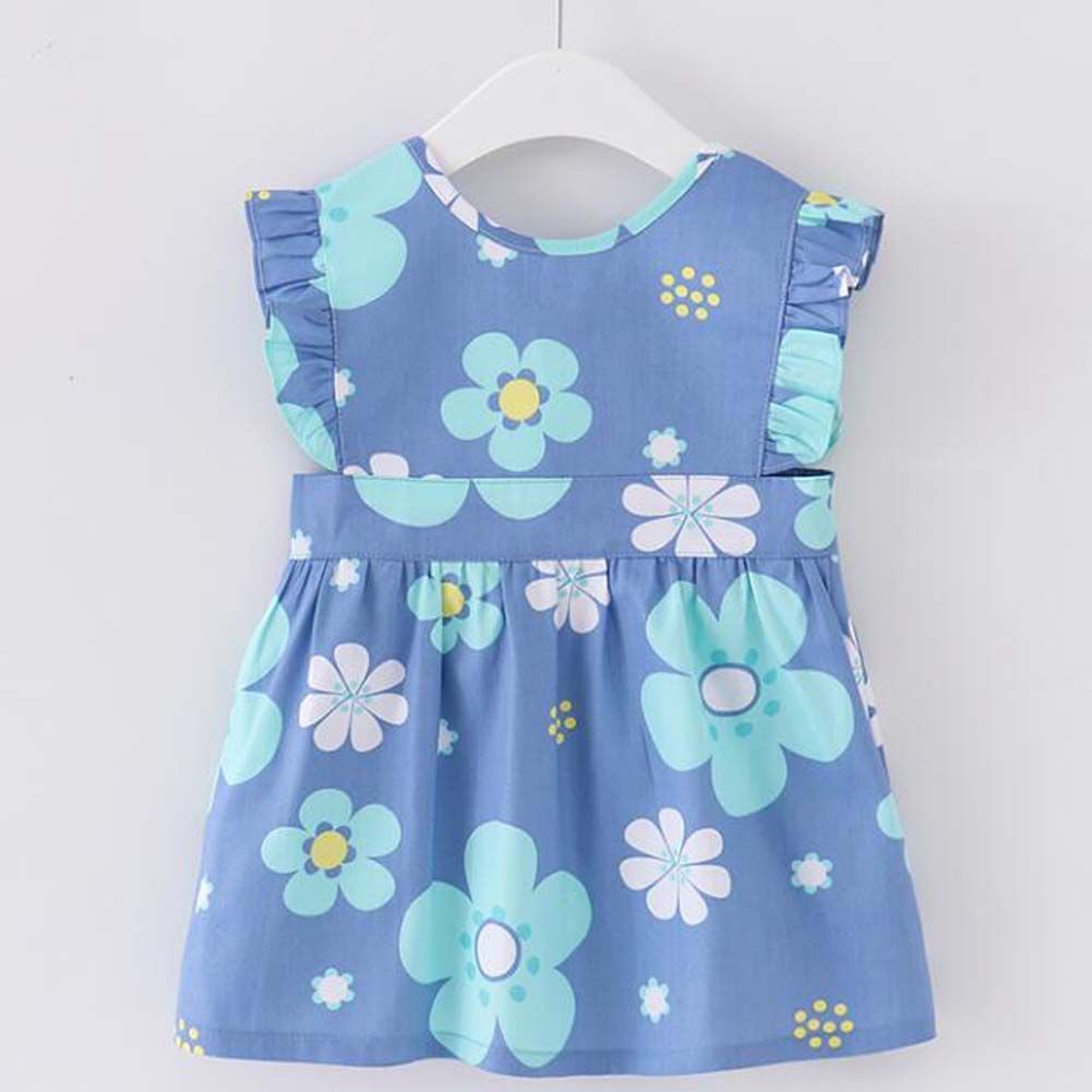 Blue Flowers Baby Girl Waterproof Bib Apron — angle 2, free shipping at JEHORIZON