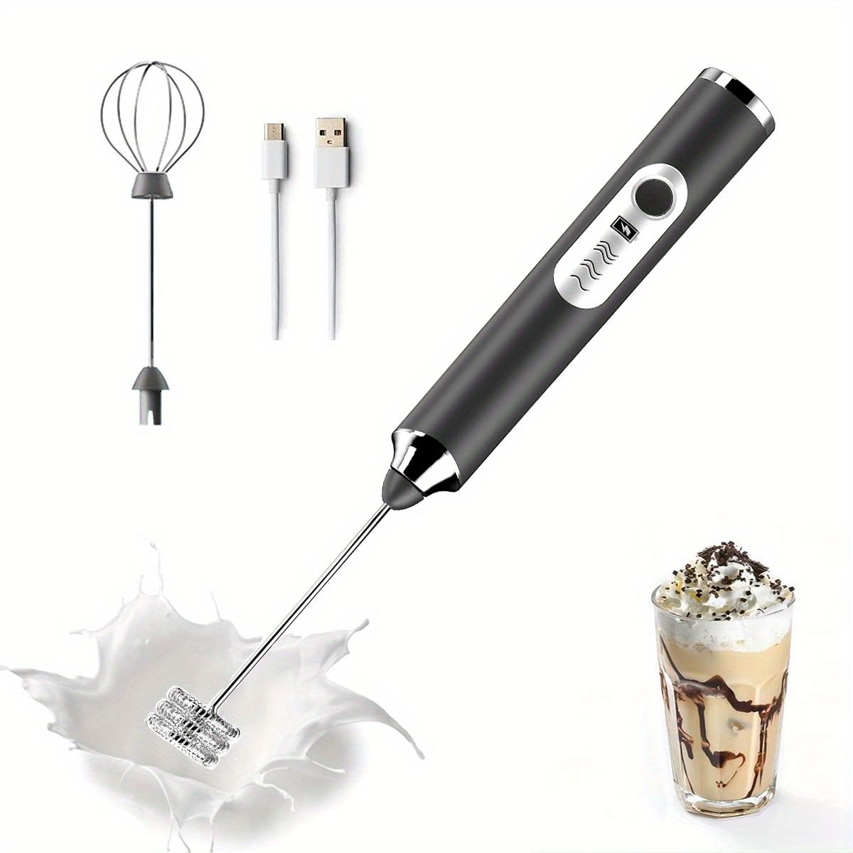USB Handheld Milk Frother Set — angle 5, free shipping at JEHORIZON