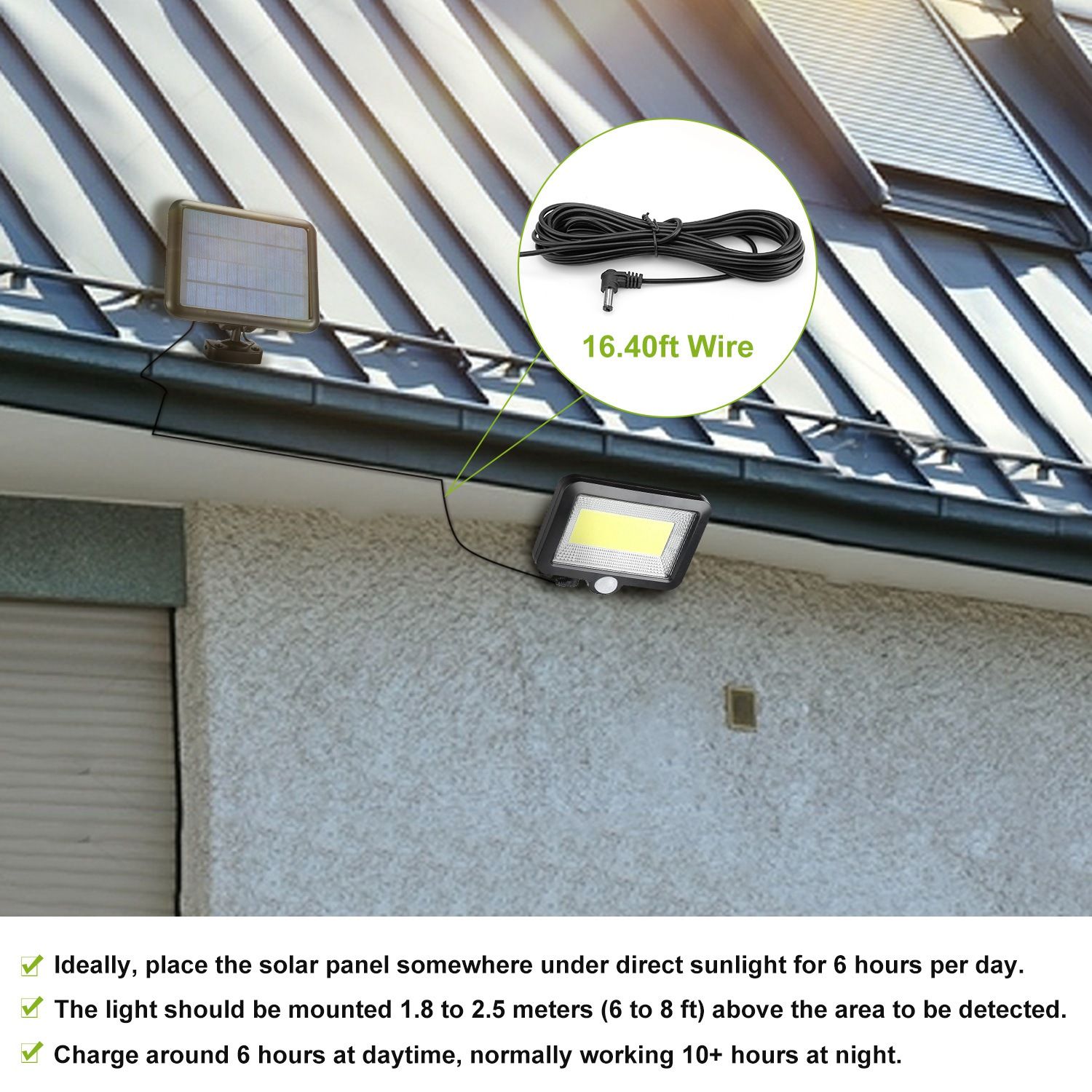 Solar Motion Sensor Wall Lights Garden — angle 6, free shipping at JEHORIZON