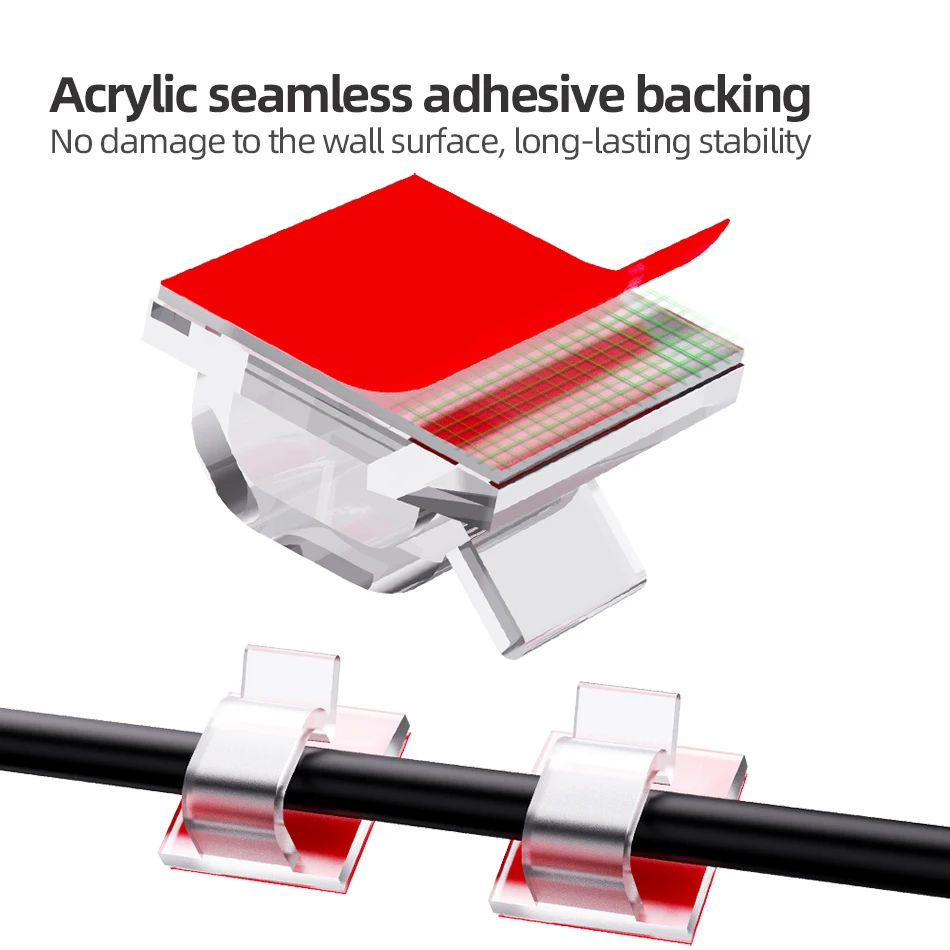 Adhesive Cable Clips — angle 5, free shipping at JEHORIZON