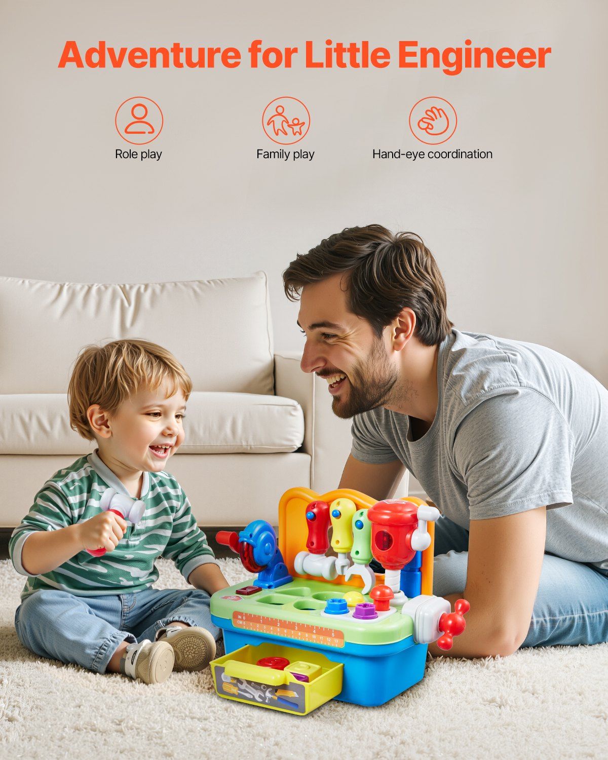 Musical Workbench Toy Baby Kids — angle 2, free shipping at JEHORIZON