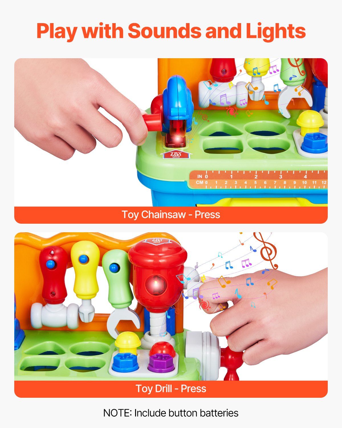 Musical Workbench Toy Baby Kids — angle 3, free shipping at JEHORIZON