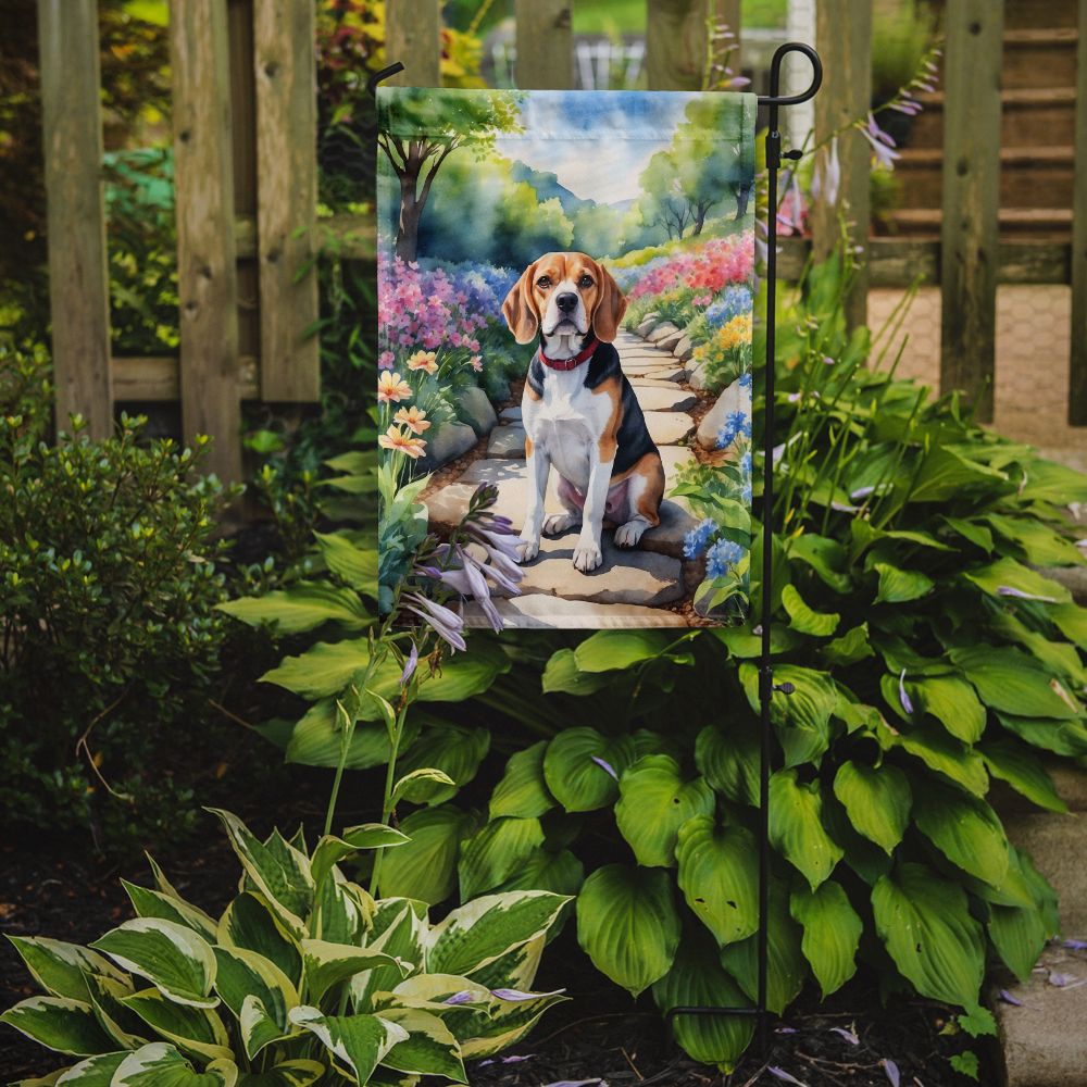 Beagle Spring Garden Flag — angle 2, free shipping at JEHORIZON