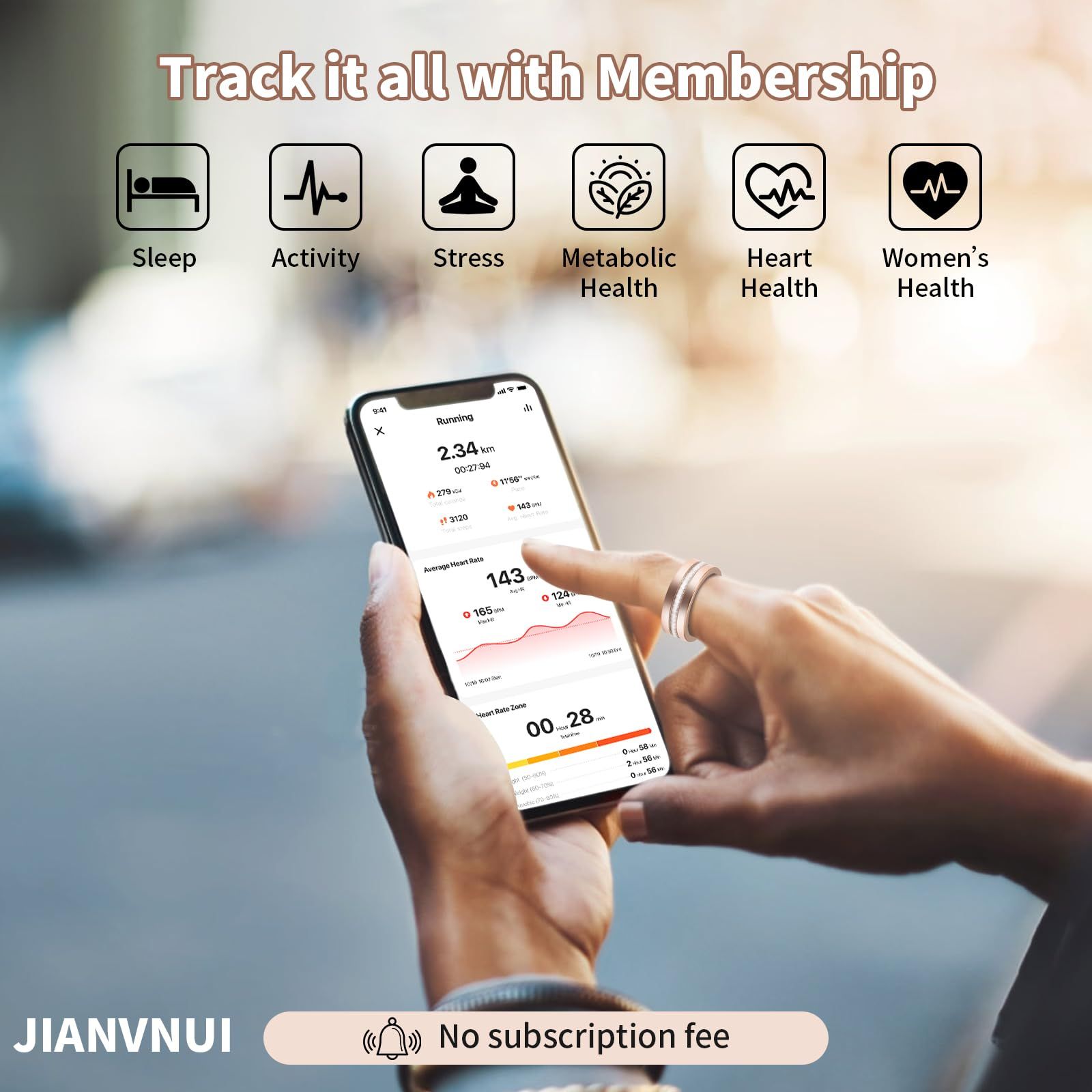 Women S Smart Fitness Ring Sports Fitness — angle 2, free shipping at JEHORIZON