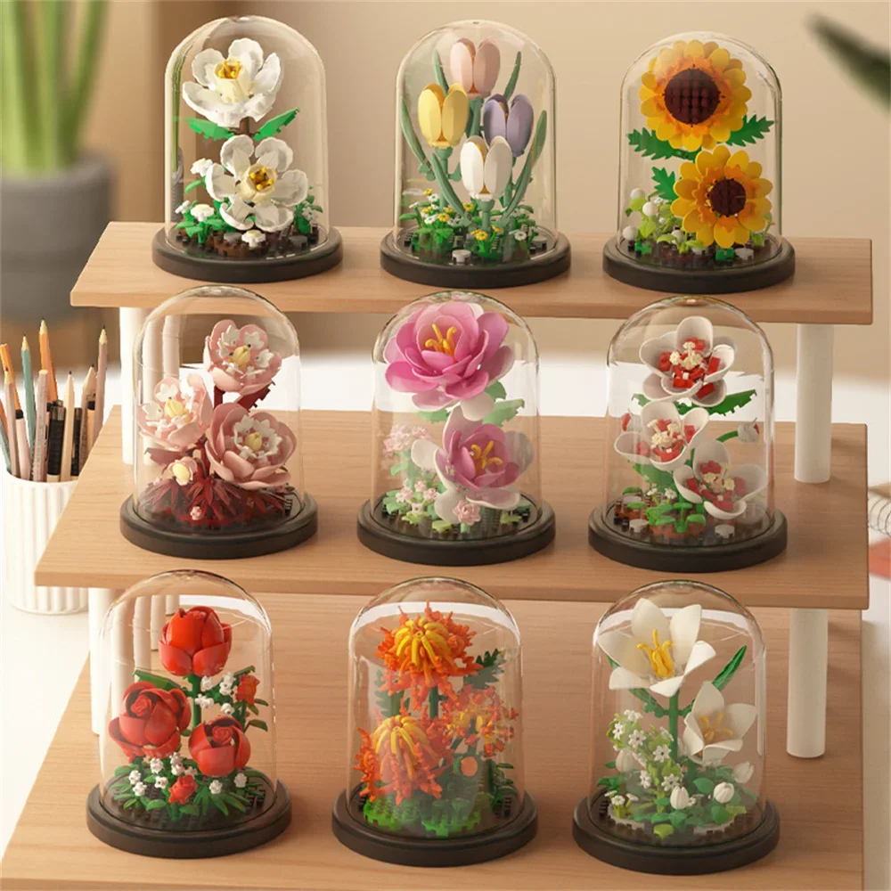 Eternal Flower Bonsai Blocks Gifts — angle 3, free shipping at JEHORIZON