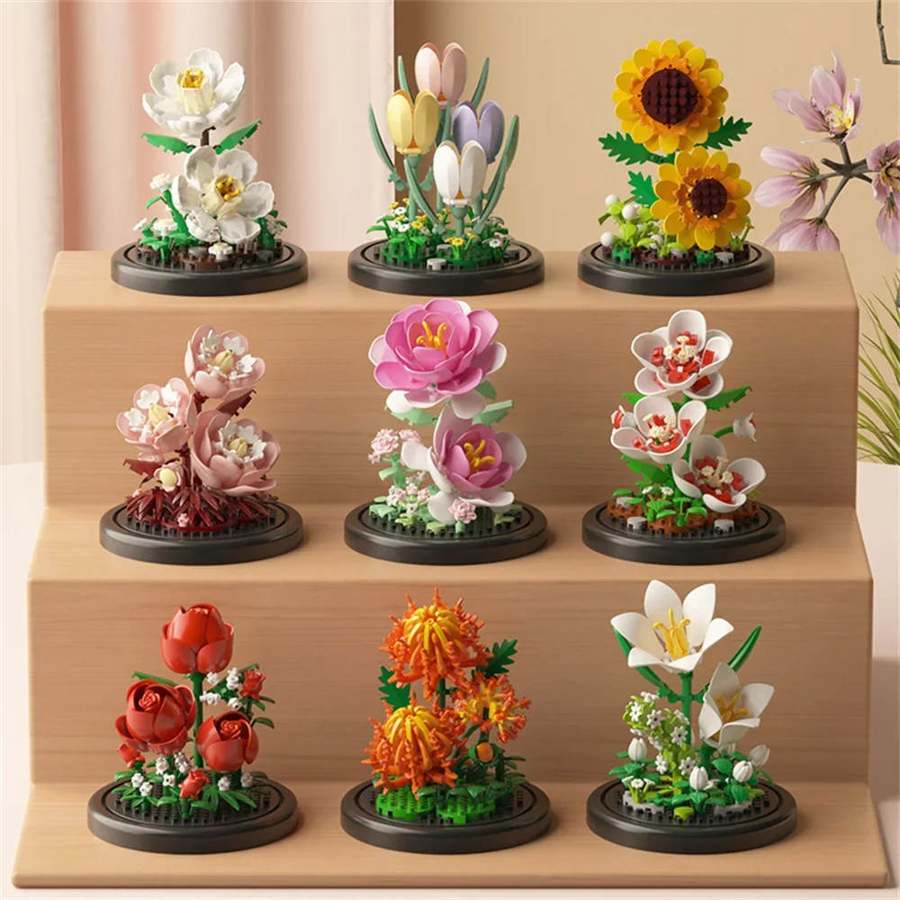 Eternal Flower Bonsai Blocks Gifts — angle 4, free shipping at JEHORIZON