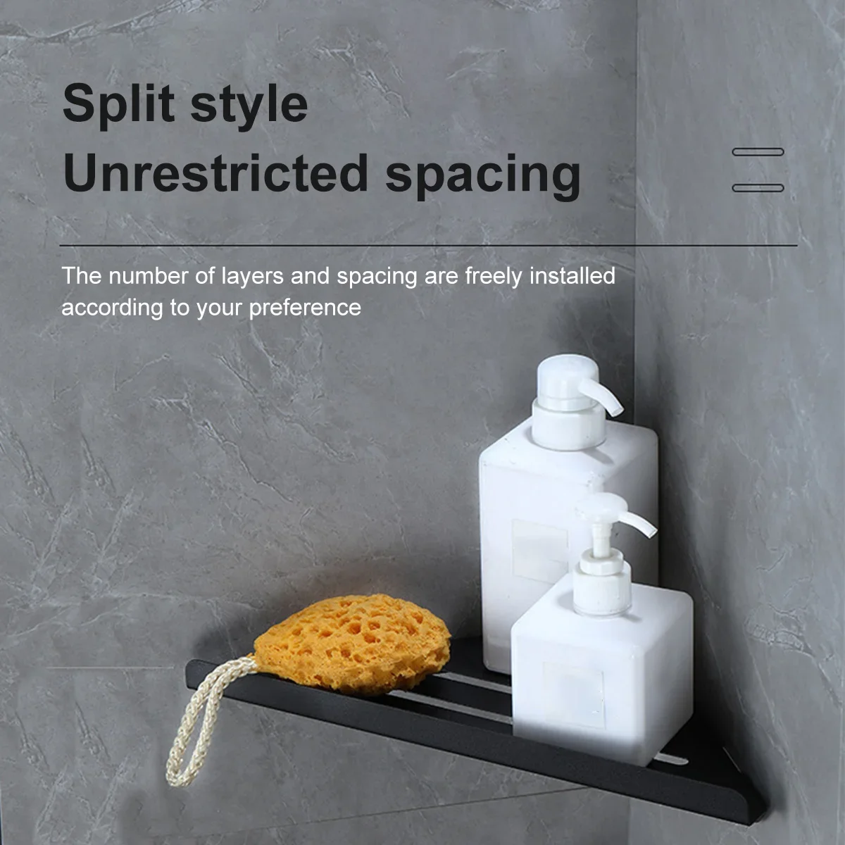 No-Drill Corner Shower Shelf — angle 5, free shipping at JEHORIZON